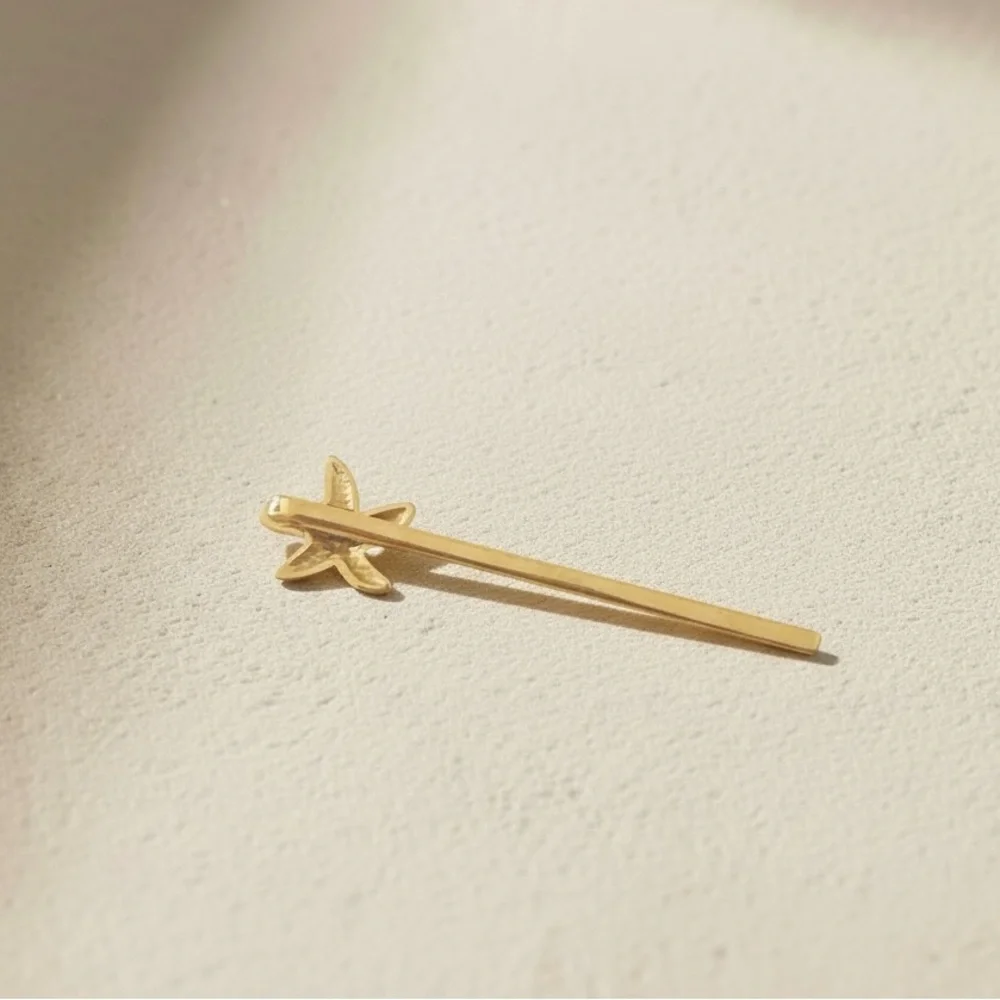 18K Gold Plated Starfish Stainless Steel Barrette Coastal Beach Hair Bobby Pin